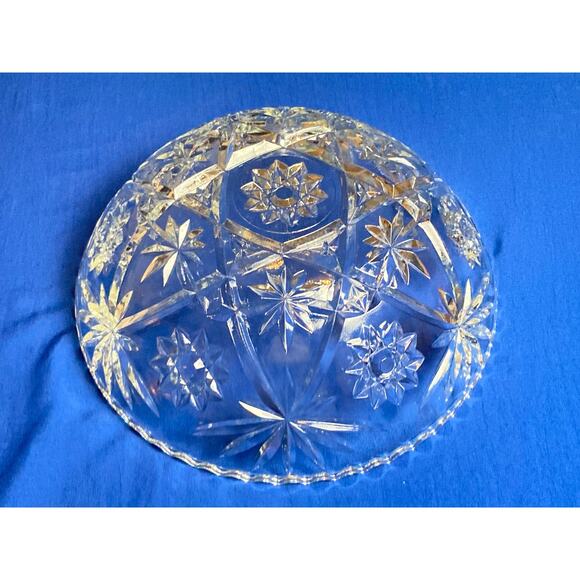 VTG Anchor Hocking Glass Serving Bowl Star of David Pattern 10.5" x 4" Sawtooth - Picture 3 of 9